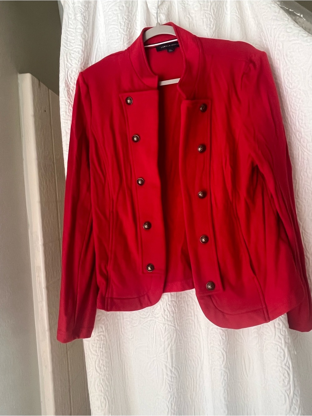 Tommy Hilfiger Red Double-Breasted Military Blazer